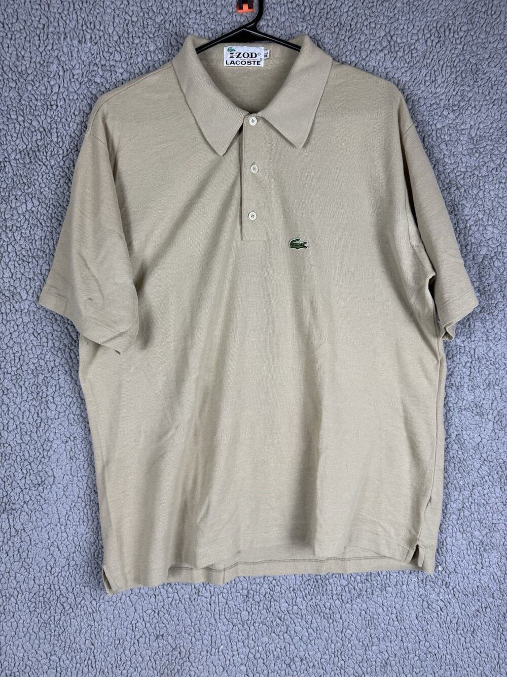 Vintage 80s Izod Lacoste Grand Patron polo xlarge preppy tan 100% cotton pique